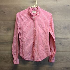 Stuart Lang Striped Button Down Top Women's Plus Size 14